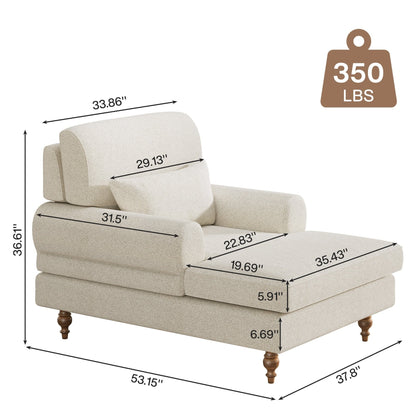 Poltrona chaise longue con schienale regolabile, moderna poltrona oversize comoda per interni