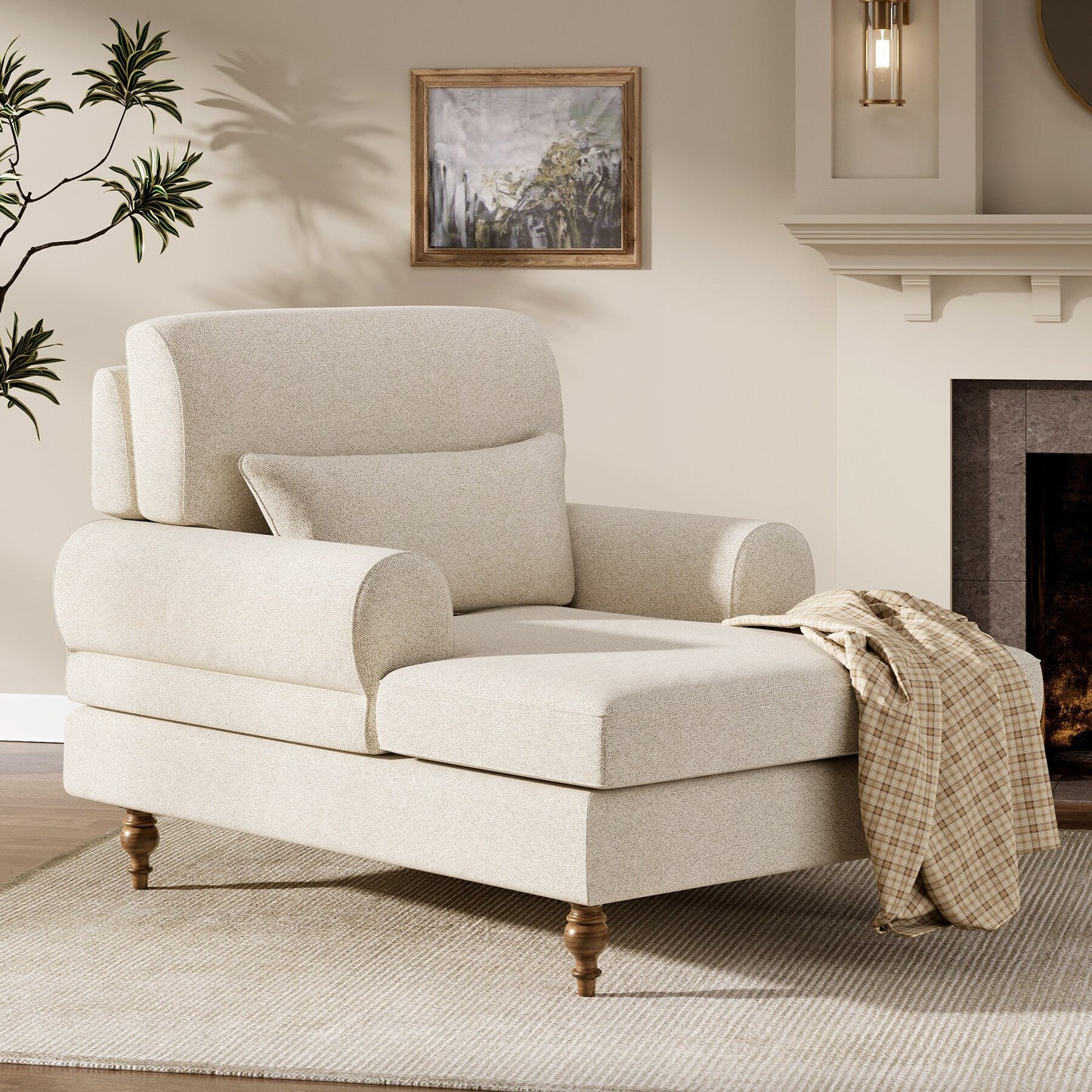 Poltrona chaise longue con schienale regolabile, moderna poltrona oversize comoda per interni