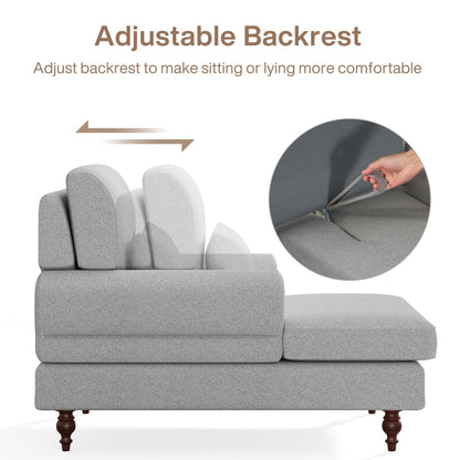 Poltrona chaise longue con schienale regolabile, moderna poltrona oversize comoda per interni