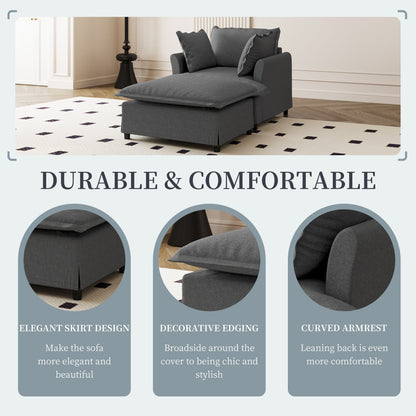 Chaise longue, divano letto singolo in ciniglia con ampia seduta, poltrona letto imbottita con poggiapiedi mobile, set divano da lettura