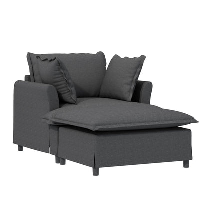 Chaise longue, divano letto singolo in ciniglia con ampia seduta, poltrona letto imbottita con poggiapiedi mobile, set divano da lettura