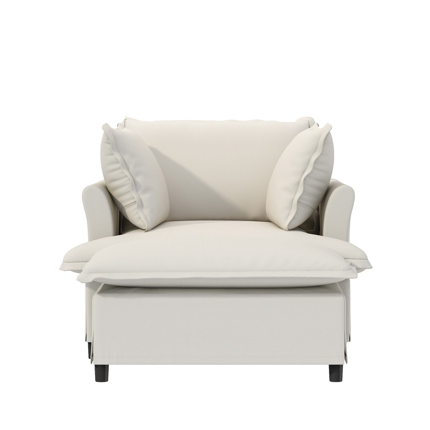 Chaise longue, divano letto singolo in ciniglia con ampia seduta, poltrona letto imbottita con poggiapiedi mobile, set divano da lettura