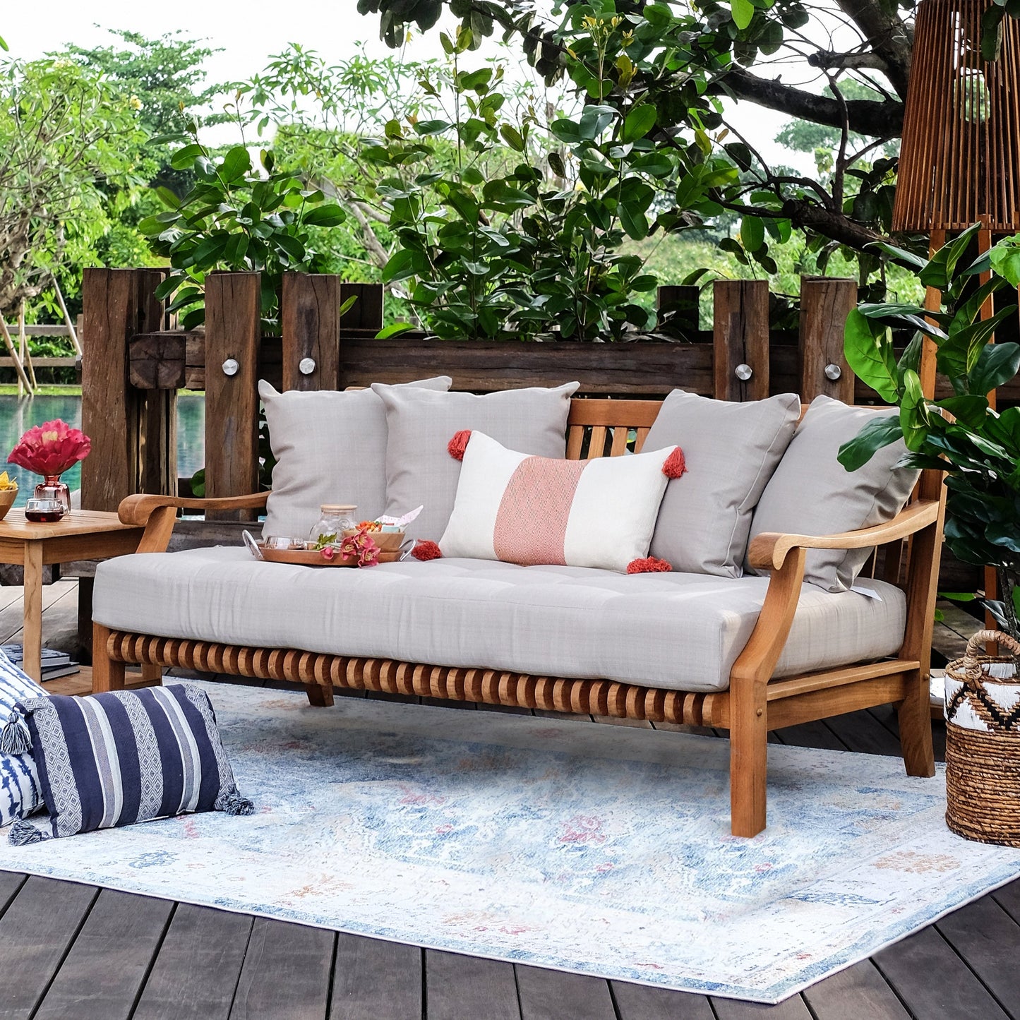 Set da conversazione per patio Cambridge Casual Chara in teak da 4 pezzi