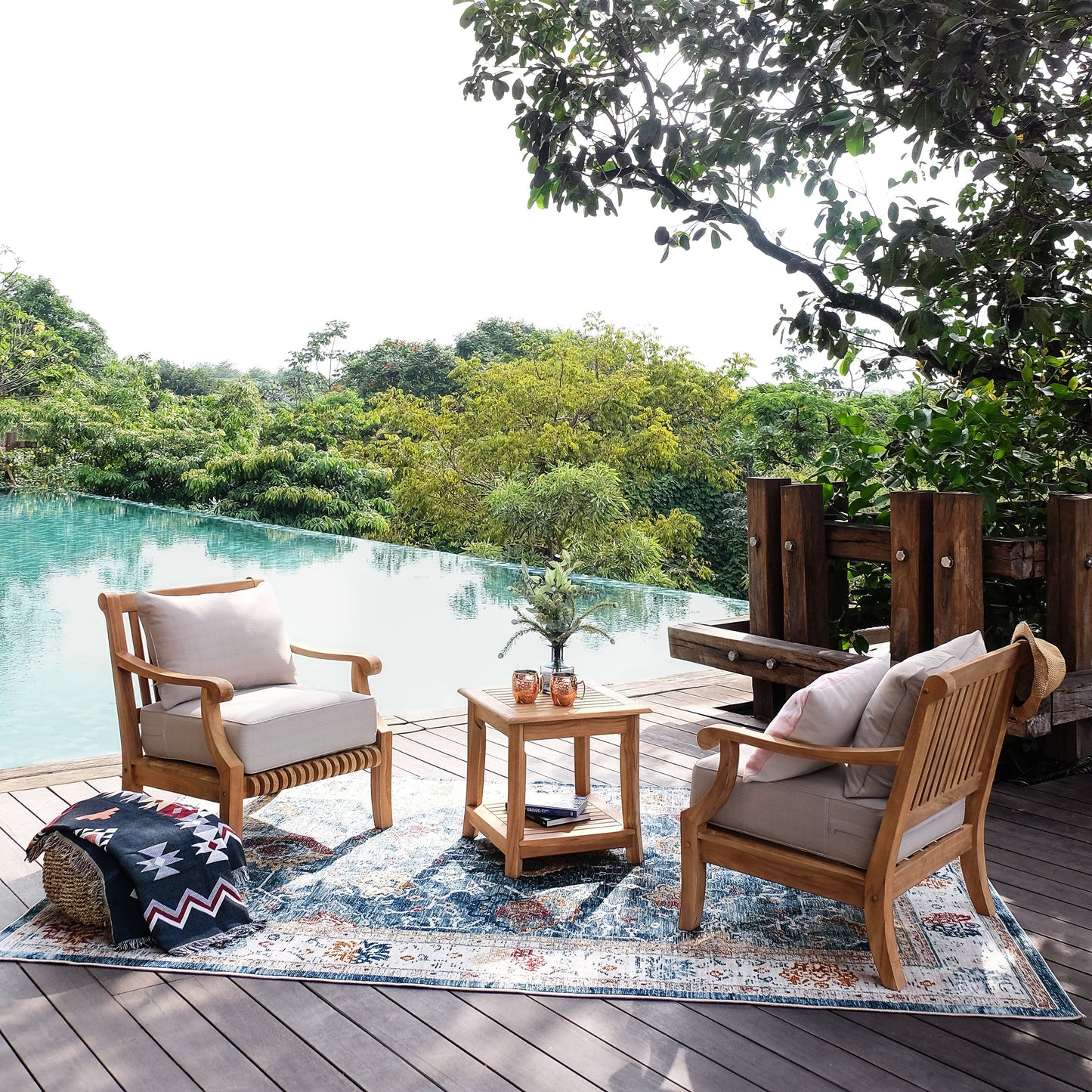 Set da conversazione per patio in teak Cambridge Casual Chara da 5 pezzi