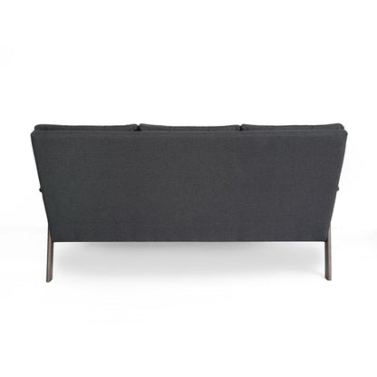 Divano a 3 posti trapuntato con bottoni Mid-Century da 65,5 pollici, grigio antracite, con gambe in legno di gomma, per soggiorno