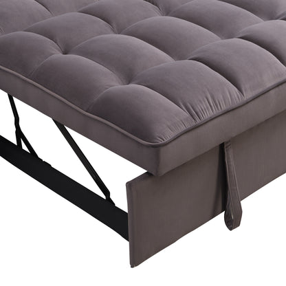 Divano letto futon 3 in 1 convertibile in velluto grigio antracite moderno con schienale reclinabile regolabile e cuscini decorativi