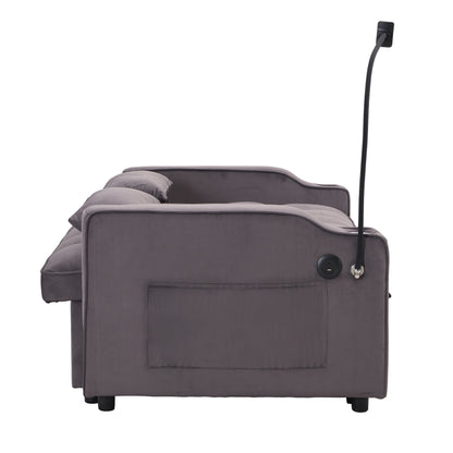 Divano letto futon 3 in 1 convertibile in velluto grigio antracite moderno con schienale reclinabile regolabile e cuscini decorativi