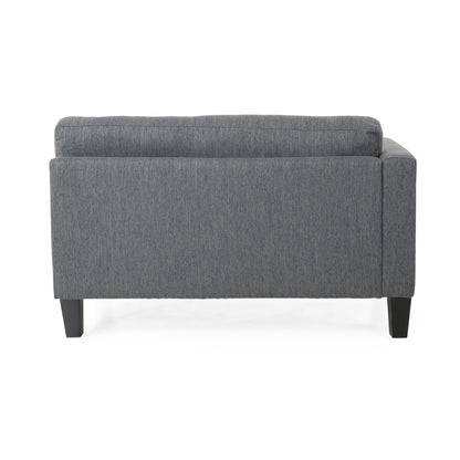 Divano moderno 101 a 3 posti color antracite con gambe in legno e due cuscini per il soggiorno