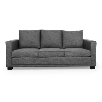 Divano imbottito moderno 80.25 a 3 posti color carbone con cuscini e gambe in legno per soggiorno
