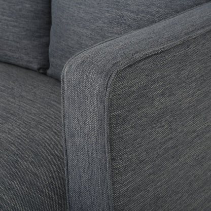 Divano moderno 86 a 3 posti color antracite con gambe in legno e schienale trapuntato per soggiorno