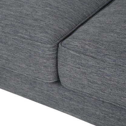 Divano moderno 86 a 3 posti color antracite con gambe in legno e schienale trapuntato per soggiorno