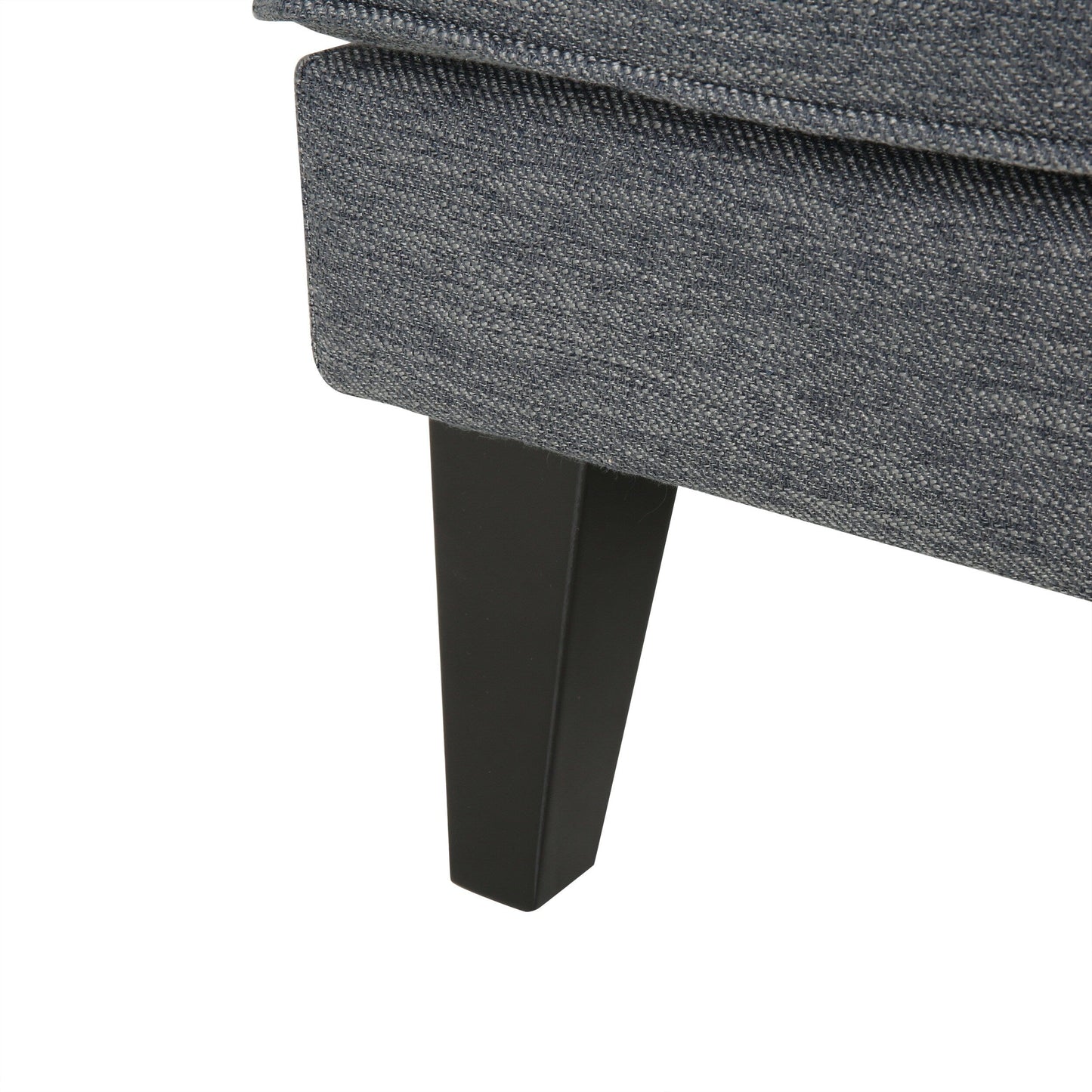 Divano moderno 86 a 3 posti color antracite con gambe in legno e schienale trapuntato per soggiorno