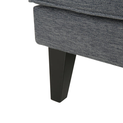 Divano moderno 86 a 3 posti color antracite con gambe in legno e schienale trapuntato per soggiorno