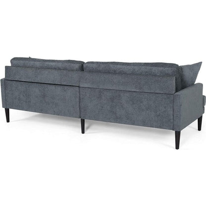 Divano imbottito moderno a 3 posti Charcoal 96.25 con gambe in legno e cuscini decorativi per soggiorno