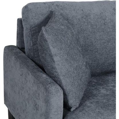Divano imbottito moderno a 3 posti Charcoal 96.25 con gambe in legno e cuscini decorativi per soggiorno