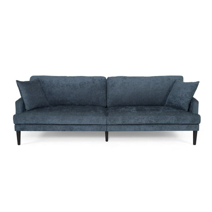 Divano imbottito moderno a 3 posti Charcoal 96.25 con gambe in legno e cuscini decorativi per soggiorno
