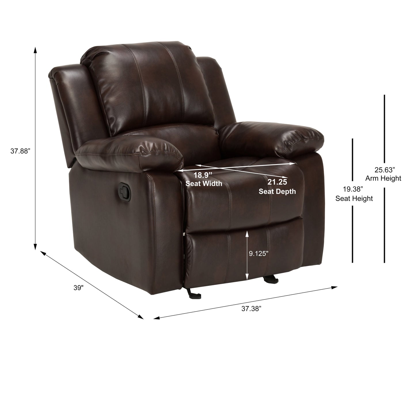 Poltrona reclinabile Charleston in pelle e gel di Greyson Living