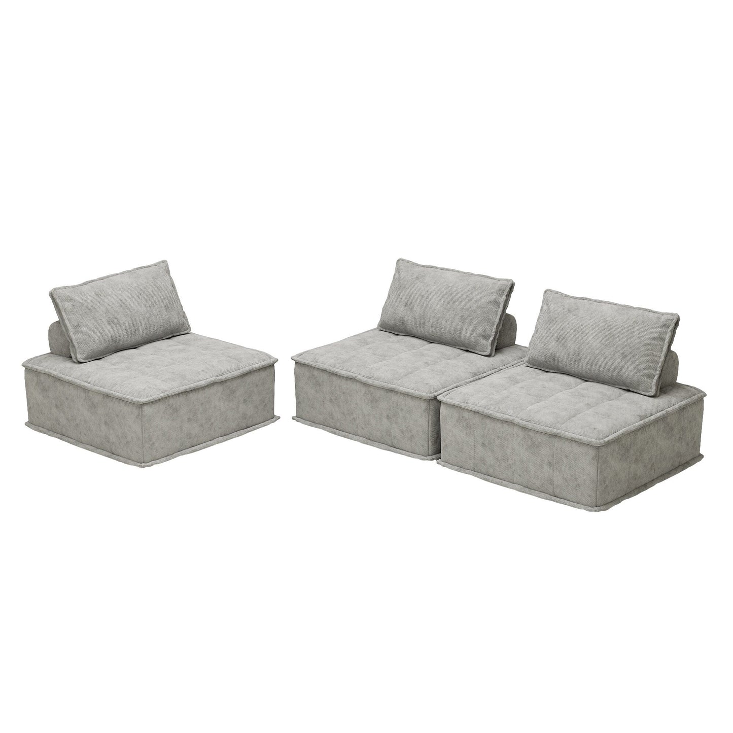Set di divani modulari Chenille da 3 pezzi