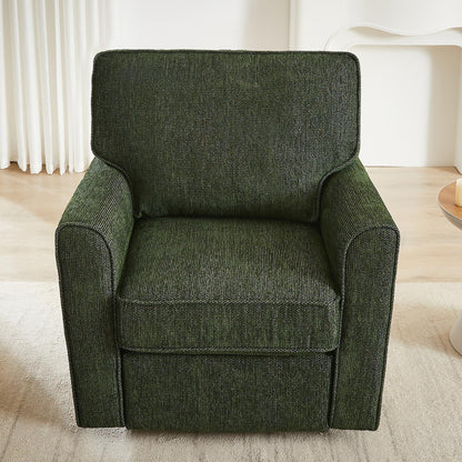 Poltrona girevole a 360° in ciniglia, poltrona moderna con tasche laterali, poltrona girevole, poltrona reclinabile ergonomica per camera da letto