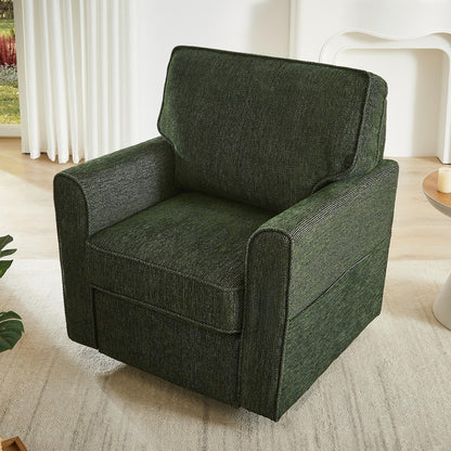 Poltrona girevole a 360° in ciniglia, poltrona moderna con tasche laterali, poltrona girevole, poltrona reclinabile ergonomica per camera da letto