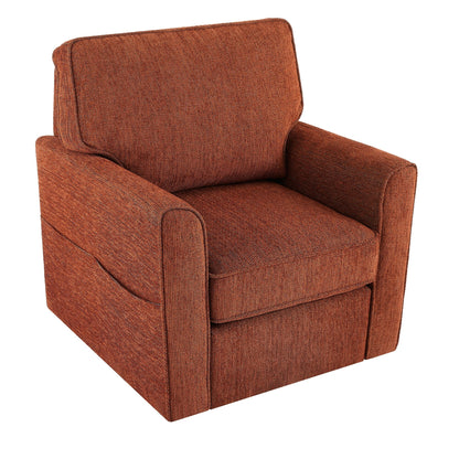 Poltrona girevole a 360° in ciniglia, poltrona moderna con tasche laterali, poltrona girevole, poltrona reclinabile ergonomica per camera da letto