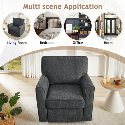 Poltrona girevole a 360° in ciniglia, poltrona moderna con tasche laterali, poltrona girevole, poltrona reclinabile ergonomica per camera da letto