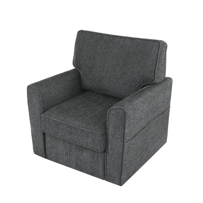 Poltrona girevole a 360° in ciniglia, poltrona moderna con tasche laterali, poltrona girevole, poltrona reclinabile ergonomica per camera da letto