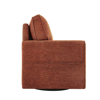 Poltrona girevole a 360° in ciniglia, poltrona moderna con tasche laterali, poltrona girevole, poltrona reclinabile ergonomica per camera da letto