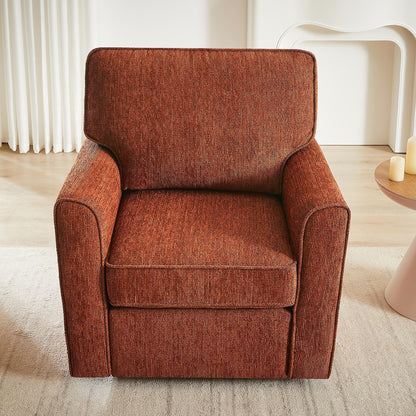 Poltrona girevole a 360° in ciniglia, poltrona moderna con tasche laterali, poltrona girevole, poltrona reclinabile ergonomica per camera da letto