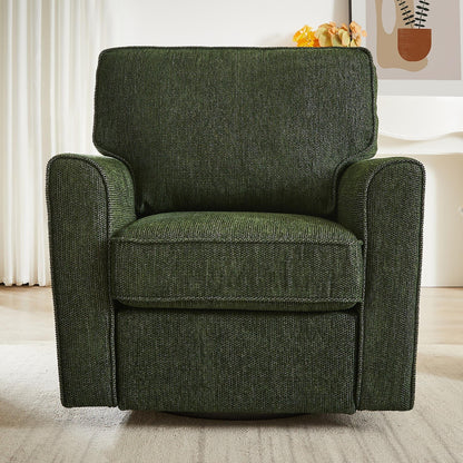 Poltrona girevole a 360° in ciniglia, poltrona moderna con tasche laterali, poltrona girevole, poltrona reclinabile ergonomica per camera da letto