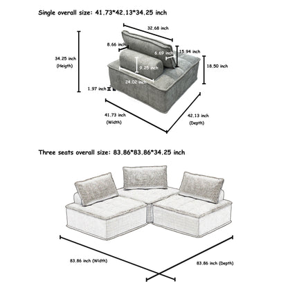 Set di divani modulari Chenille da 4 pezzi