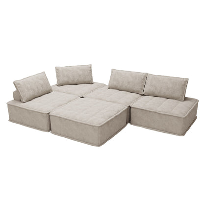 Set di divani modulari Chenille da 5 pezzi