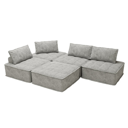 Set di divani modulari Chenille da 5 pezzi