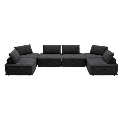 Set di divani modulari Chenille da 6 pezzi