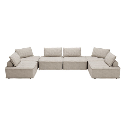 Set di divani modulari Chenille da 6 pezzi