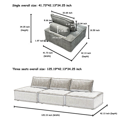 Set di divani modulari Chenille da 6 pezzi