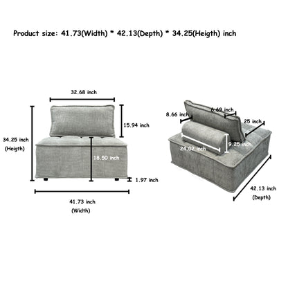 Set di divani modulari Chenille da 6 pezzi