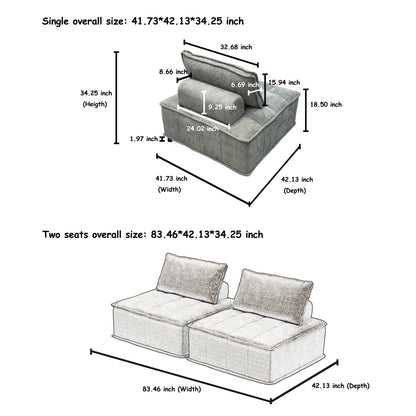 Set di divani modulari Chenille da 6 pezzi