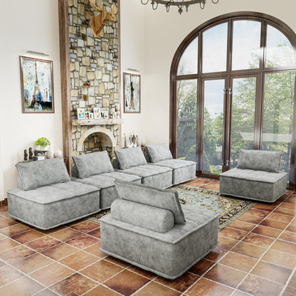 Set di divani modulari Chenille da 6 pezzi