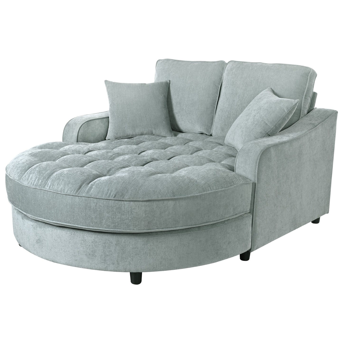 Divano letto con chaise longue in ciniglia, divano imbottito con schienale trapuntato e 2 cuscini staccabili per soggiorno