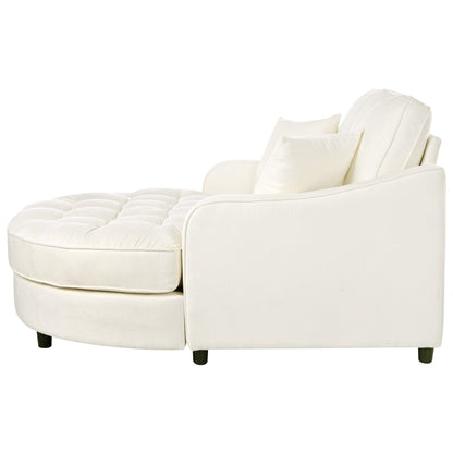 Divano letto con chaise longue in ciniglia, divano imbottito con schienale trapuntato e 2 cuscini staccabili per soggiorno