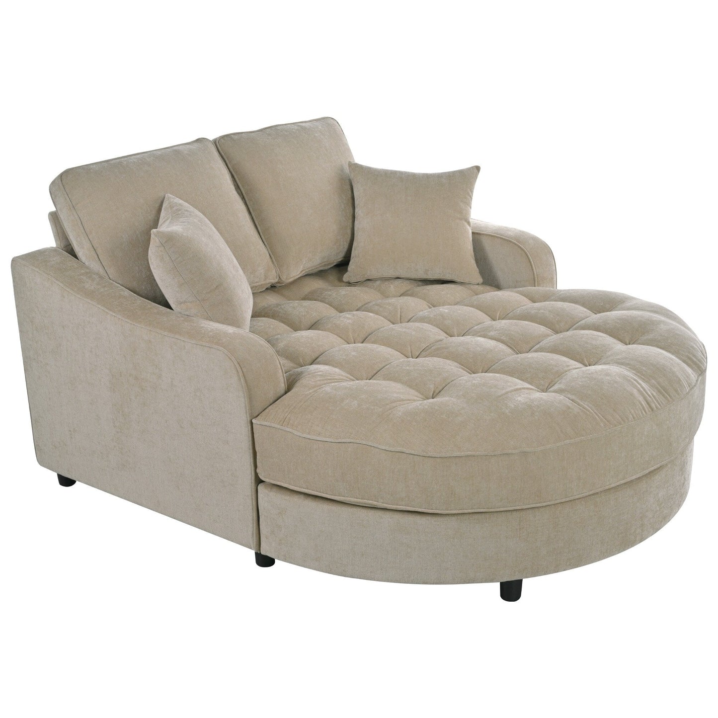 Divano letto con chaise longue in ciniglia, divano imbottito con schienale trapuntato e 2 cuscini staccabili per soggiorno