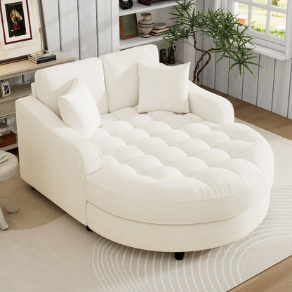 Divano letto con chaise longue in ciniglia, divano imbottito con schienale trapuntato e 2 cuscini staccabili per soggiorno
