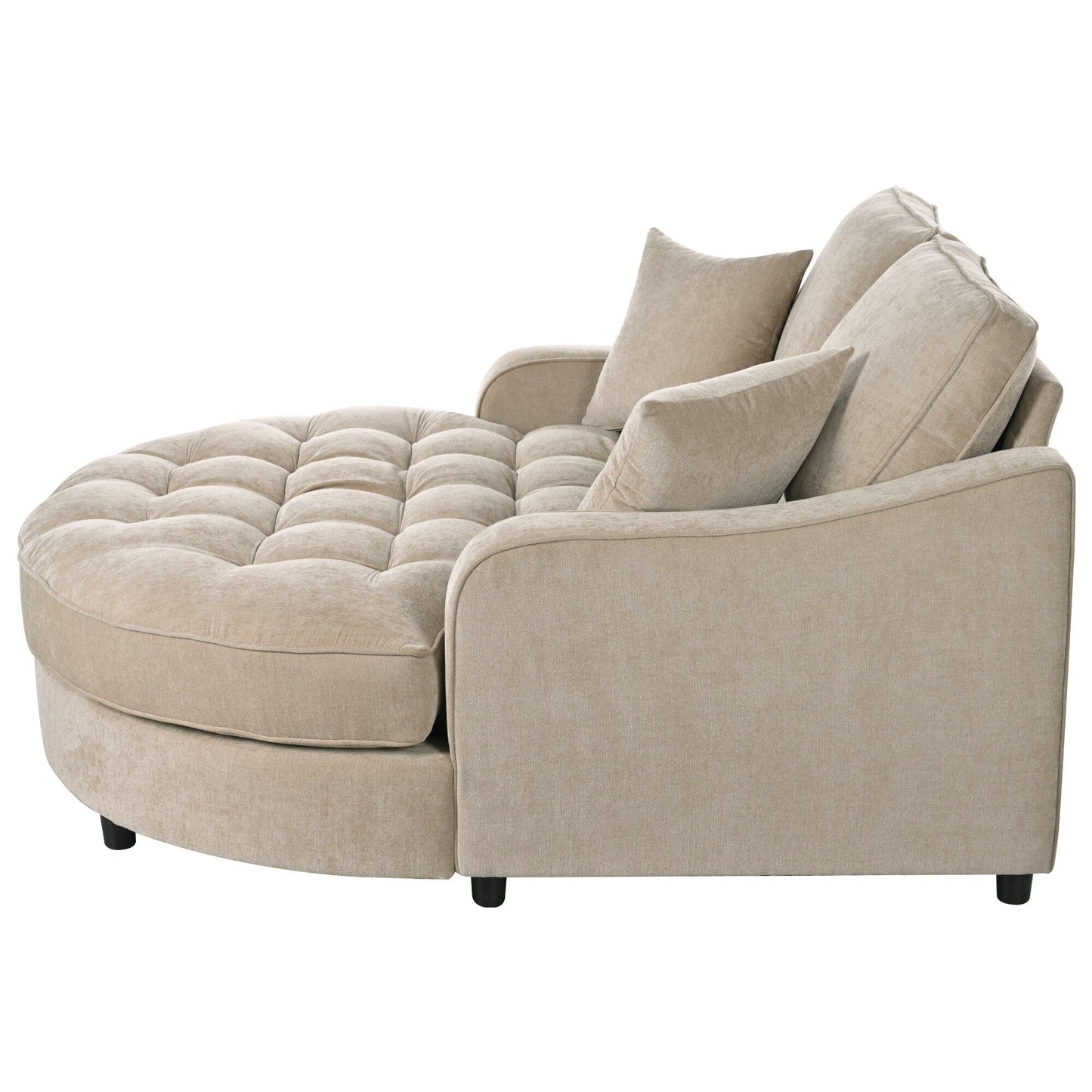 Divano letto con chaise longue in ciniglia, divano imbottito con schienale trapuntato e 2 cuscini staccabili per soggiorno
