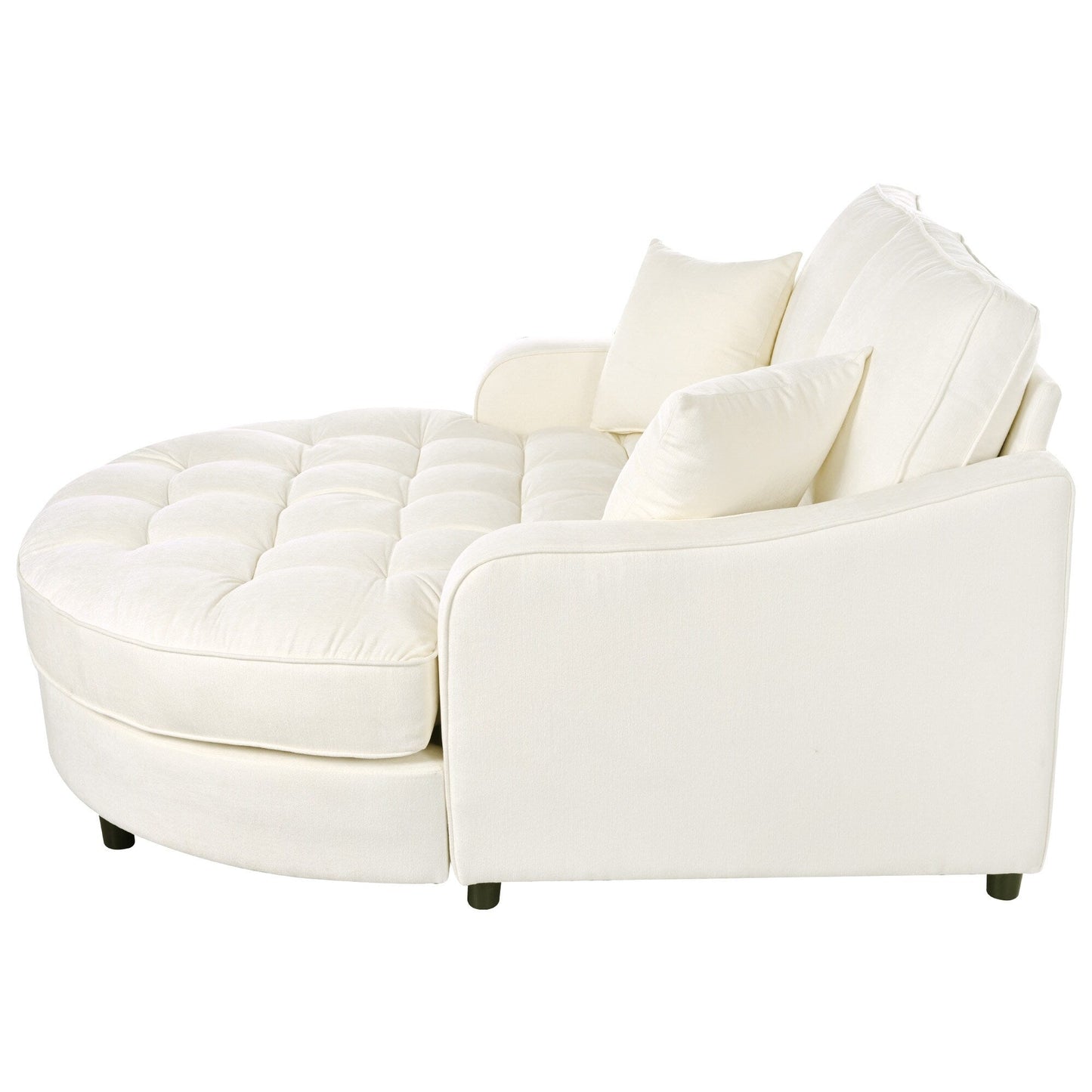 Divano letto con chaise longue in ciniglia, divano imbottito con schienale trapuntato e 2 cuscini staccabili per soggiorno