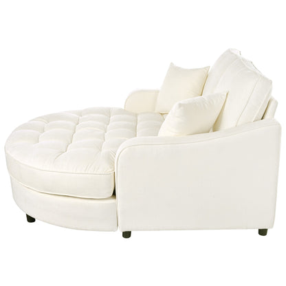 Divano letto con chaise longue in ciniglia, divano imbottito con schienale trapuntato e 2 cuscini staccabili per soggiorno