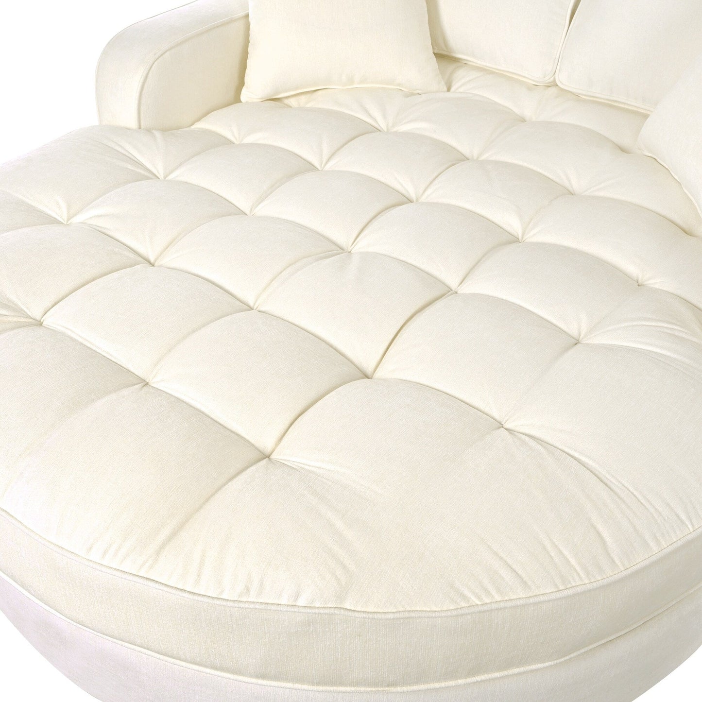 Divano letto con chaise longue in ciniglia, divano imbottito con schienale trapuntato e 2 cuscini staccabili per soggiorno