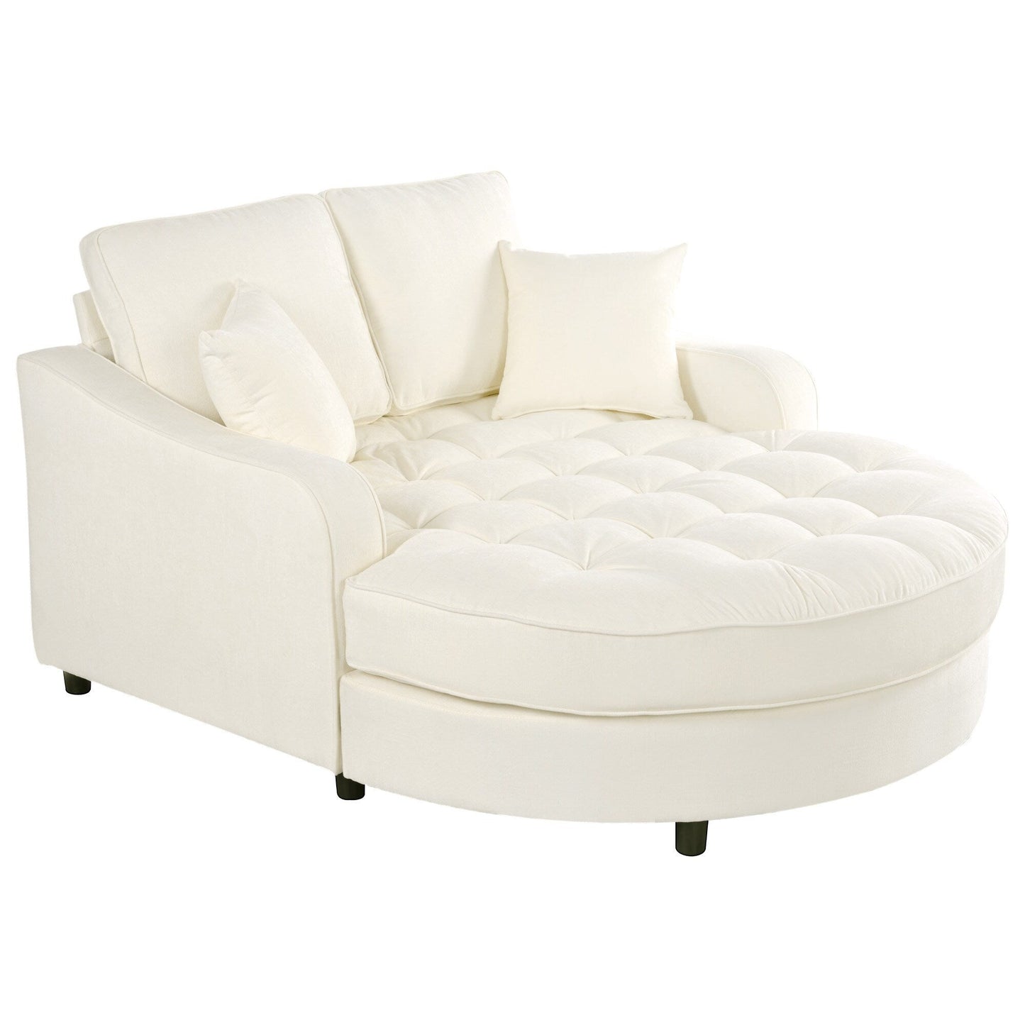 Divano letto con chaise longue in ciniglia, divano imbottito con schienale trapuntato e 2 cuscini staccabili per soggiorno