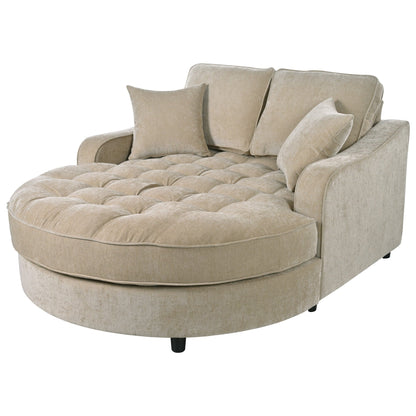 Divano letto con chaise longue in ciniglia, divano imbottito con schienale trapuntato e 2 cuscini staccabili per soggiorno