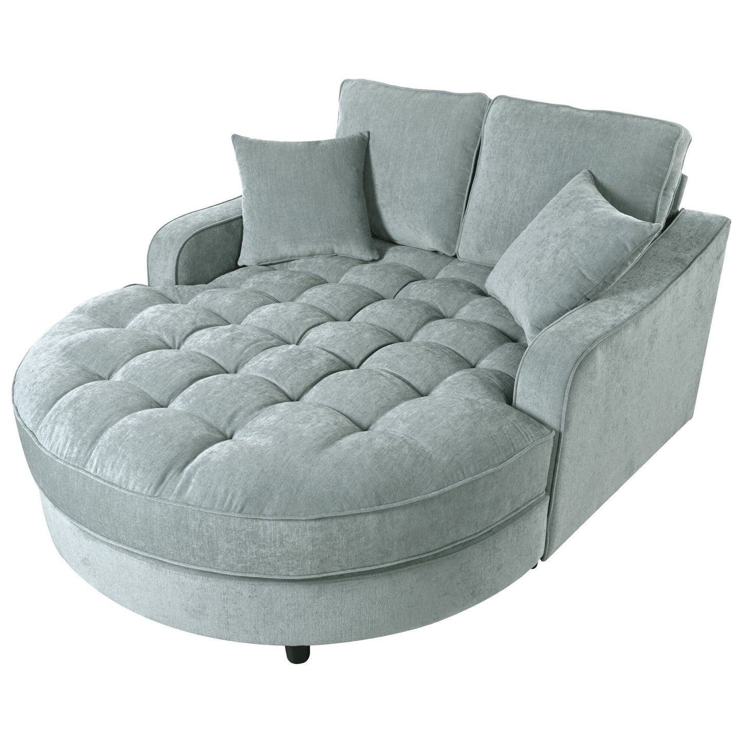 Divano letto con chaise longue in ciniglia, divano imbottito con schienale trapuntato e 2 cuscini staccabili per soggiorno